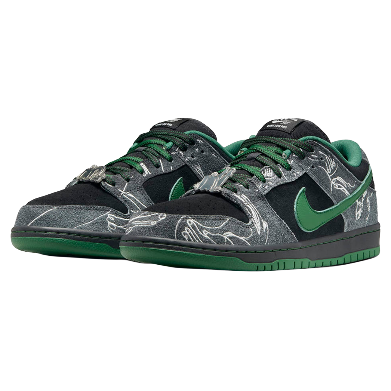 There x Nike SB Dunk Low Pro Anthracite and Gorge Green