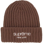 Supreme Chunky Rib Classic Logo Beanie Brown FW25-W8