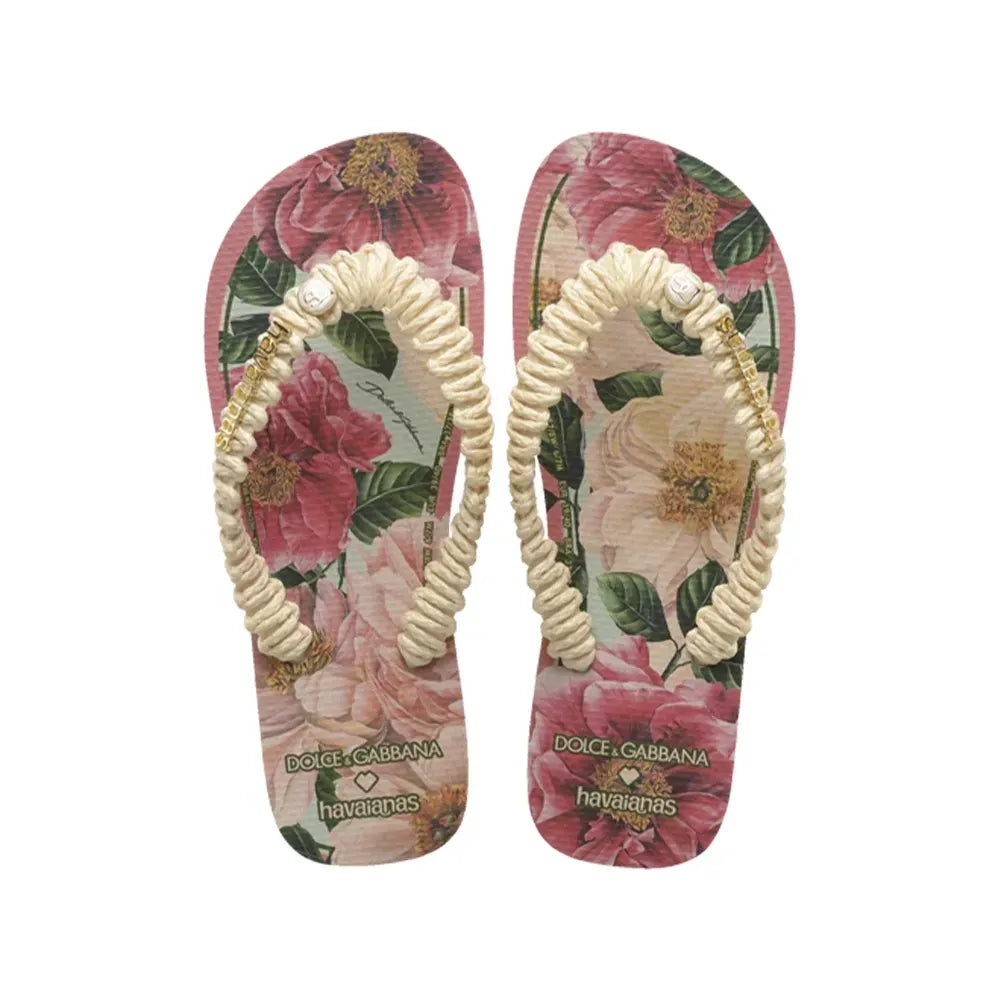 Dolce&Gabbana x Havaianas Chinelo Top Florals Rosa Ballet
