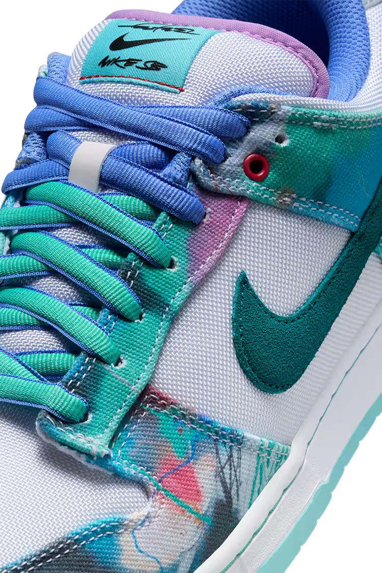 Futura Laboratories x Nike SB Dunk Low White and Geode Teal